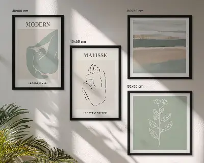 Políptico com moldura Formas abstratas de plantas políptico com moldura de formas abstratas de plantas