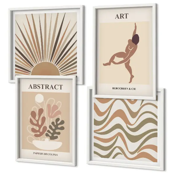 Conjunto de quadros com estampas de padrões abstratos boho estilo Matisse