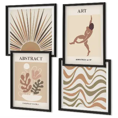 Conjunto de quadros com estampas de padrões abstratos boho estilo Matisse