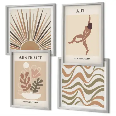 Conjunto de quadros com estampas de padrões abstratos boho estilo Matisse