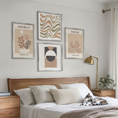 Conjunto de 4 quadros com moldura Padrões de formas abstratas