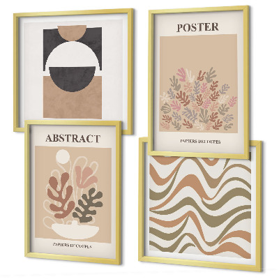 Conjunto de 4 quadros com moldura Padrões de formas abstratas