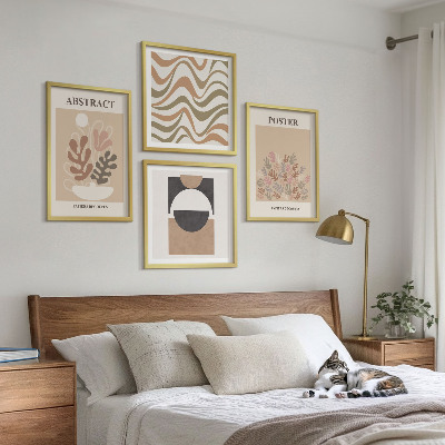 Conjunto de 4 quadros com moldura Padrões de formas abstratas