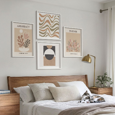 Conjunto de 4 quadros com moldura Padrões de formas abstratas