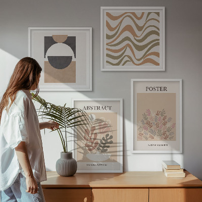 Conjunto de 4 quadros com moldura Padrões de formas abstratas