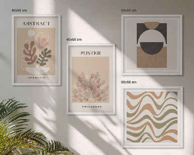 Conjunto de 4 quadros com moldura Padrões de formas abstratas