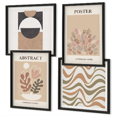 Conjunto de 4 quadros com moldura Padrões de formas abstratas