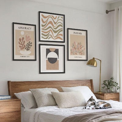 Conjunto de 4 quadros com moldura Padrões de formas abstratas
