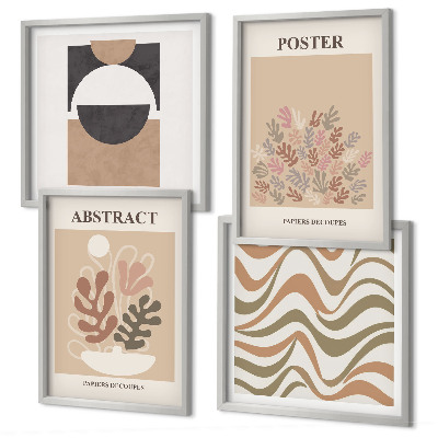 Conjunto de 4 quadros com moldura Padrões de formas abstratas