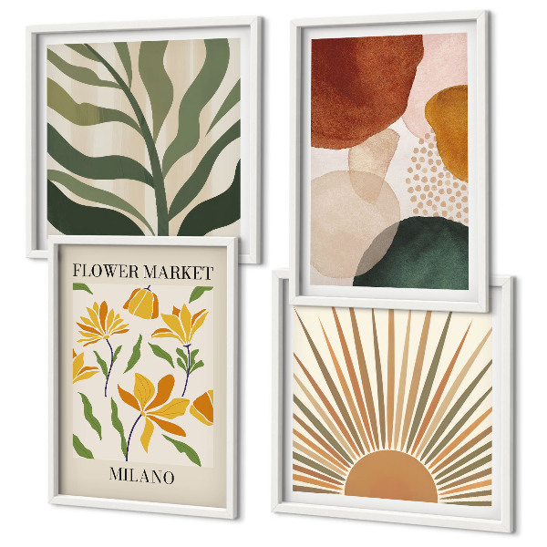 Políptico com moldura Motivos florais abstratos