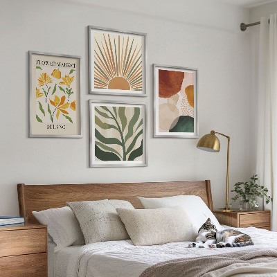Políptico com moldura Motivos florais abstratos