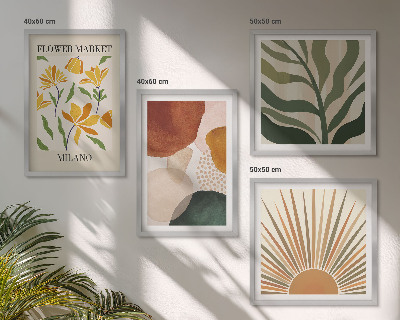Políptico com moldura Motivos florais abstratos