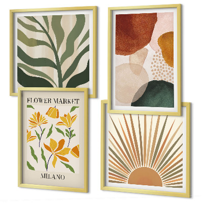 Políptico com moldura Motivos florais abstratos