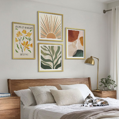 Políptico com moldura Motivos florais abstratos