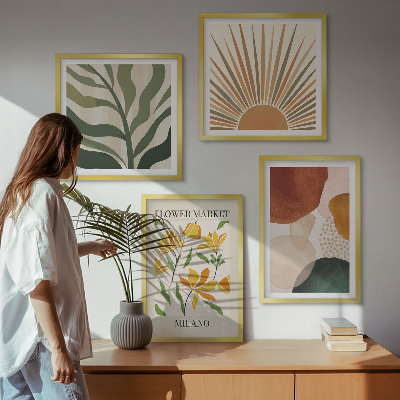 Políptico com moldura Motivos florais abstratos