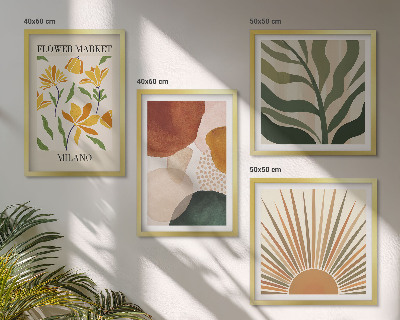 Políptico com moldura Motivos florais abstratos