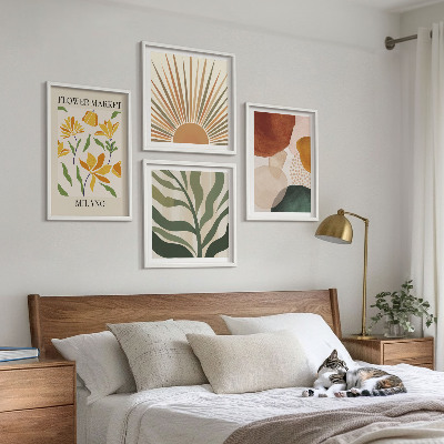 Políptico com moldura Motivos florais abstratos