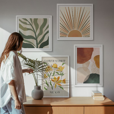 Políptico com moldura Motivos florais abstratos