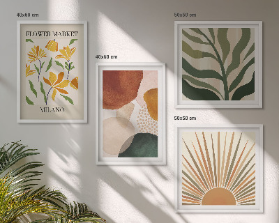 Políptico com moldura Motivos florais abstratos