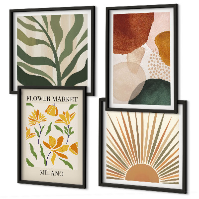 Políptico com moldura Motivos florais abstratos