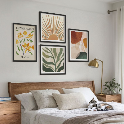 Políptico com moldura Motivos florais abstratos