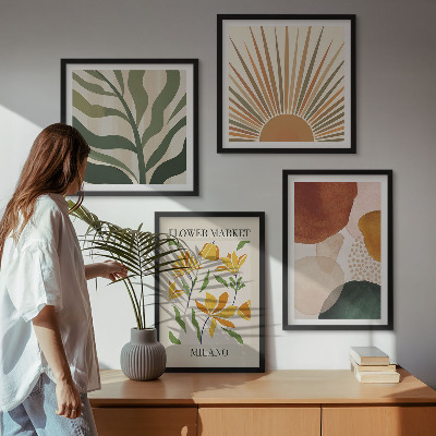 Políptico com moldura Motivos florais abstratos