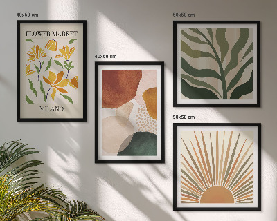 Políptico com moldura Motivos florais abstratos