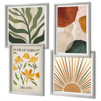 Políptico com moldura Motivos florais abstratos
