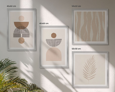 Políptico com moldura Formas abstratas em tons de marrom e bege