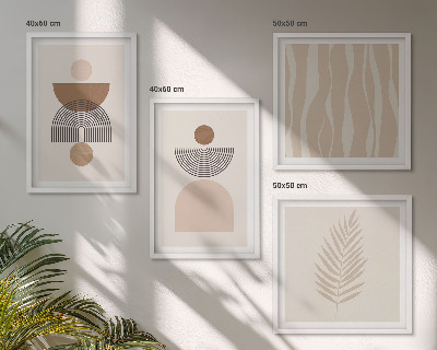 Políptico com moldura Formas abstratas em tons de marrom e bege