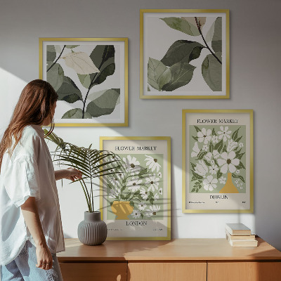 Conjunto de 4 quadros com moldura Padrões florais Londres Dublin