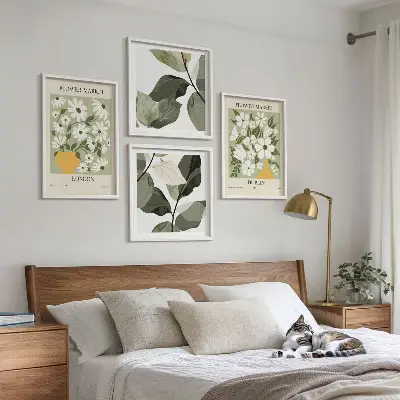 Conjunto de 4 quadros com moldura com estampas de padrões florais Londres e Dublin