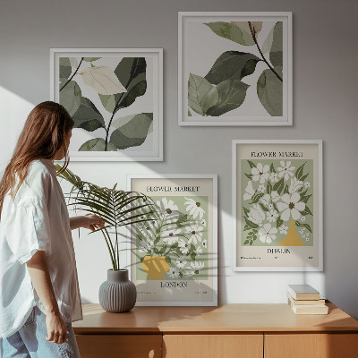 Conjunto de 4 quadros com moldura Padrões florais Londres Dublin