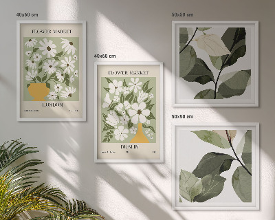 Conjunto de 4 quadros com moldura Padrões florais Londres Dublin