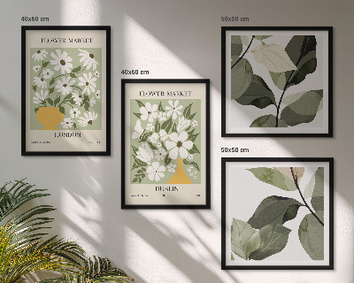 Conjunto de 4 quadros com moldura Padrões florais Londres Dublin
