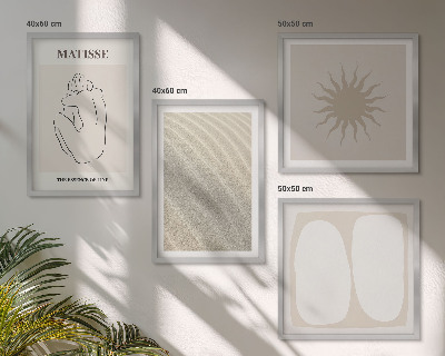 Políptico com moldura Ondas de areia minimalistas