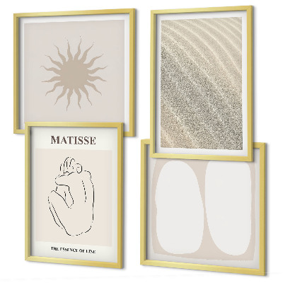 Políptico com moldura Ondas de areia minimalistas