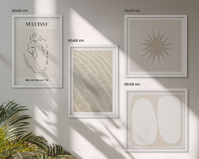 Políptico com moldura Ondas de areia minimalistas