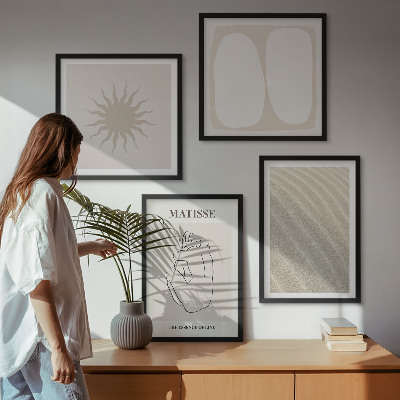 Políptico com moldura Ondas de areia minimalistas