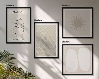 Políptico com moldura Ondas de areia minimalistas