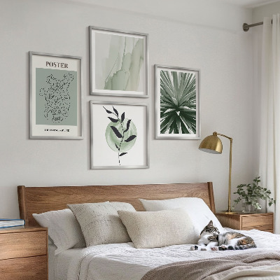 Composição de quadros padrões de plantas em tons de verde e bege