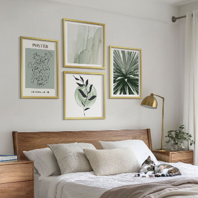Composição de quadros padrões de plantas em tons de verde e bege