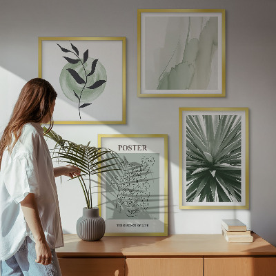 Composição de quadros padrões de plantas em tons de verde e bege