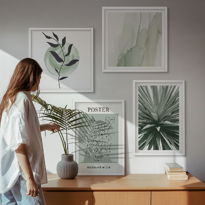 Composição de quadros padrões de plantas em tons de verde e bege