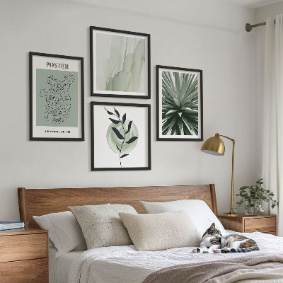 Composição de quadros padrões de plantas em tons de verde e bege