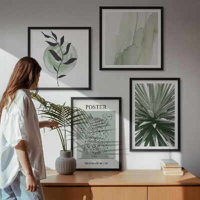 Composição de quadros padrões de plantas em tons de verde e bege