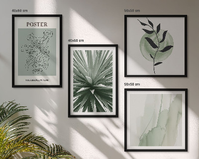 Composição de quadros padrões de plantas em tons de verde e bege