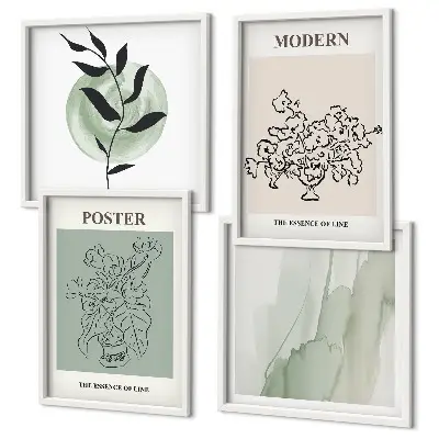 Flores em um vaso moderno conjunto de 4 quadros com moldura