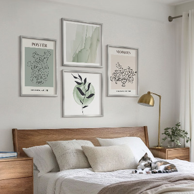 Conjunto de 4 quadros com moldura Flores em um vaso moderno
