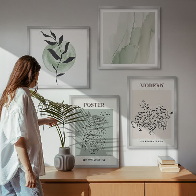Conjunto de 4 quadros com moldura Flores em um vaso moderno